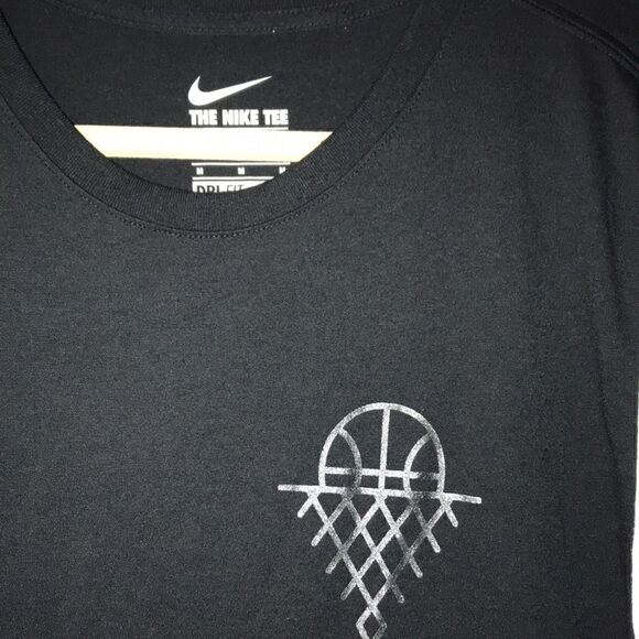 Nike Men's Basketball Shirt Tee Dri Fit Active White Short Sleeve Black Medium - Picture 3 of 6